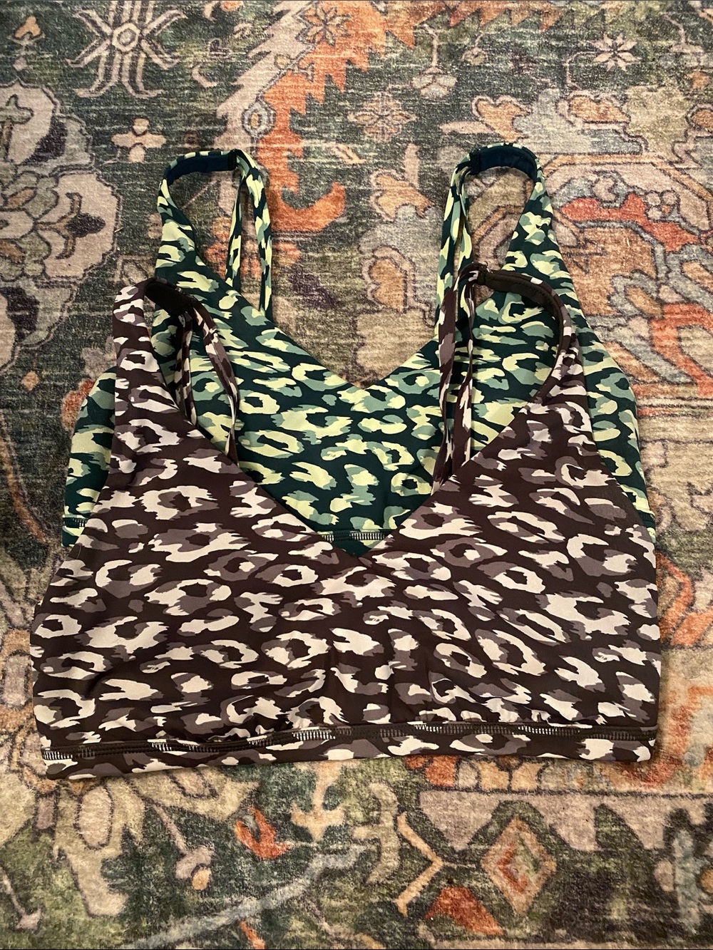 aerie TWO Leopard Print Sports Bras
